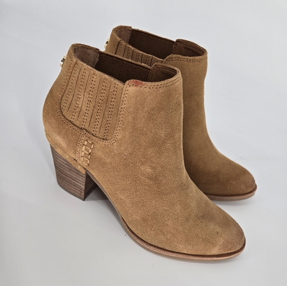 Steve Madden Women's Tinker Booties Cognac Tan Suede Size 7 - Picture 1 of 15